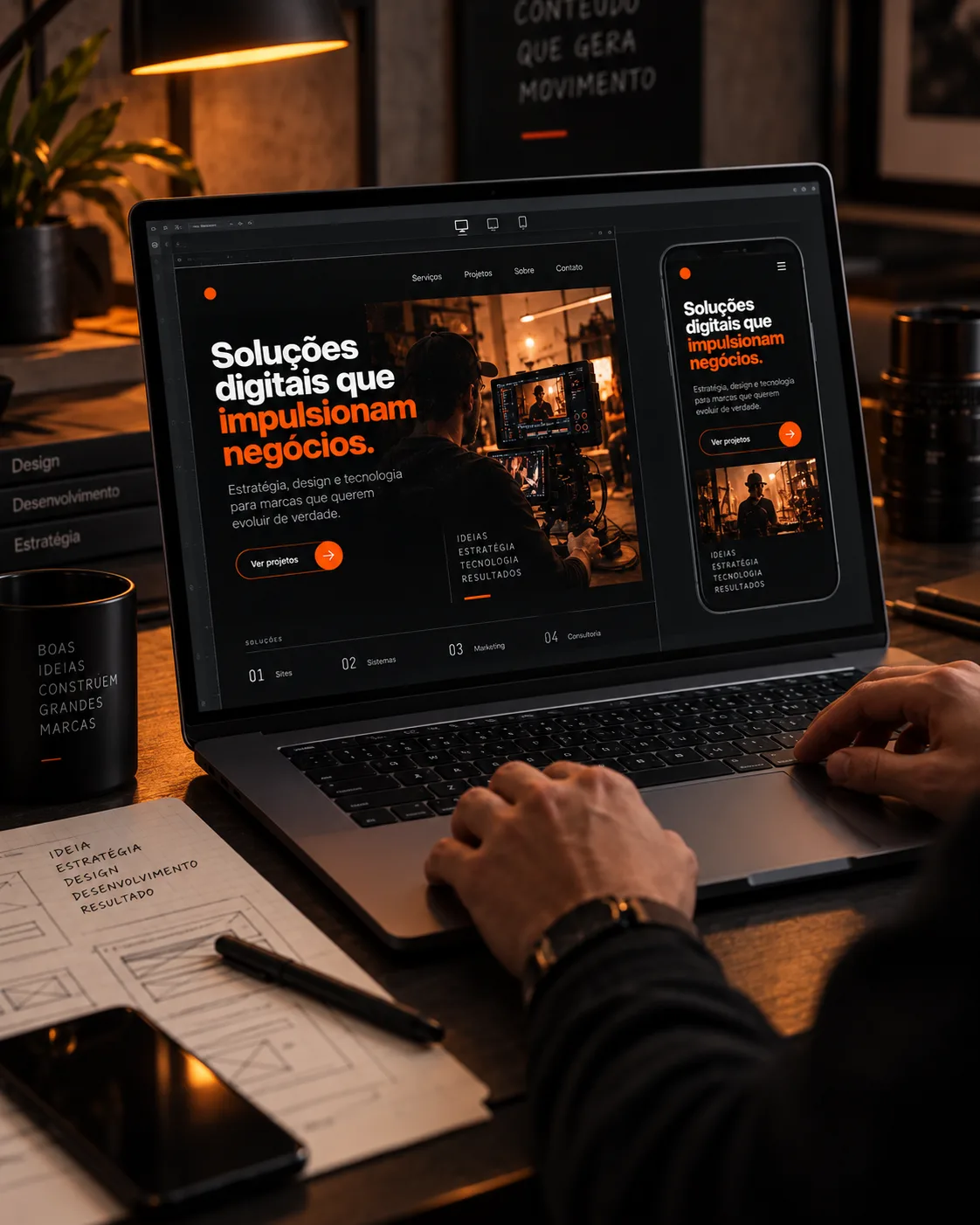 Criação de site responsivo em notebook